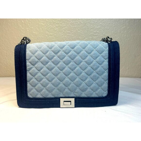INC Crossbody Ajae Light and Dark Blue Denim Flap Chain Light/ Dark Denim Should - Picture 1 of 8